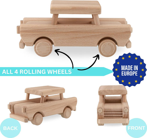 Wooden Car Trabant - DIY Toy Car for Kids & Adults, Handmade Wooden Toys for Preschool Learning Activities