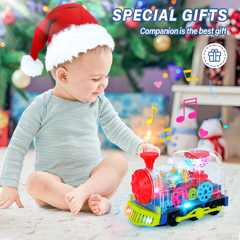 Baby Crawling Toys - Light & Sound Music Train for Toddlers, Early Educational Tummy Time Gifts