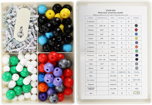 YOPAY 240 Pieces Molecular Model Kit, Organic and Inorganic Chemistry Structure Model, 86 Atoms and 153 Links