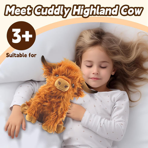 Bsanker Highland Cow Stuffed Animal Toy, Cute Realistic Highland Cow Plush Toy Fluffy Farm Highland Cow Plushies Decor