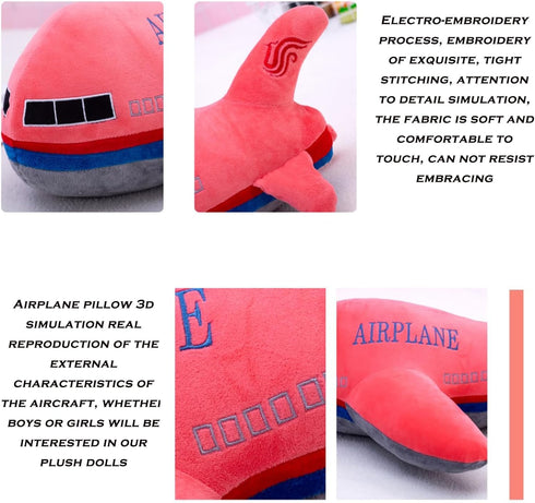 15.7" Blue Airplane Plush Stuffed Aircraft Pillow Model Toy, Gifts for Boys Kids