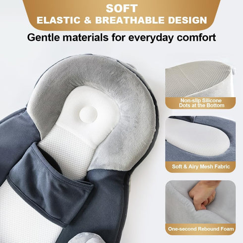 Tummy Baby Feeding Pillow, Anti Overflow Breast Feeding Pillow, Baby Lounger & Time Mat, Detachable Design
