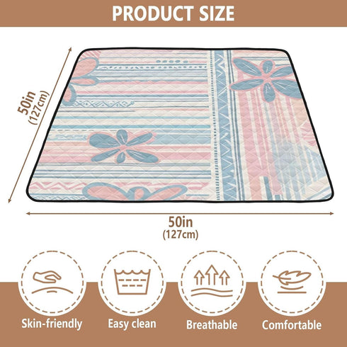 EtherSpher 1-Piecing 50'' 50''alfombrillas Boho Pink Blue Vintage Flowers Large Sturdy mat for Baby to Play on Floor