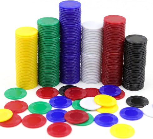 600Pcs Plastic Poker Mini Chips in 6 Colors, Bulk Poker Card Game Chips for Learning