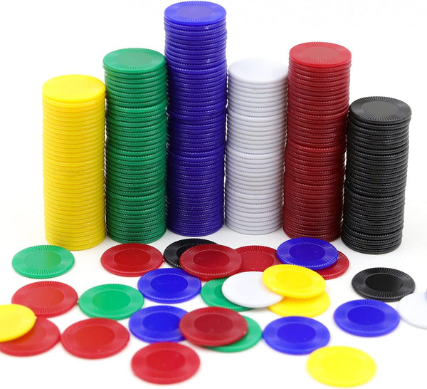 600Pcs Plastic Poker Mini Chips in 6 Colors, Bulk Poker Card Game Chips for Learning
