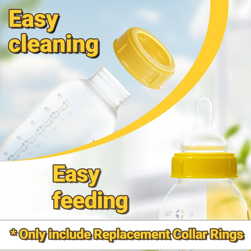 MaiTianna 4PCS 5oz 8oz,Bottle Replacement Collar Rings for Medela Bottles & Caps Compatible with Plastic & Glass
