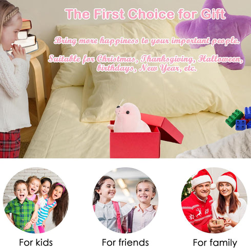 Seal Plush Stuffed Animal - Pink Cute Seal Toy Pillow, Kawaii Doll for Kids, 9 Inch