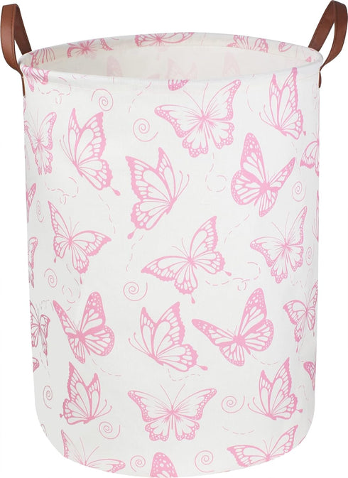 CLOCOR Pink Laundry Basket,Waterproof Nursery Hamper for Baby Girl ,Collapsible Storage Baskets
