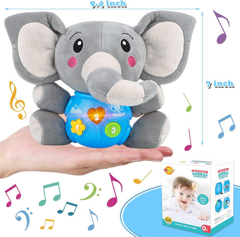 Plush Musical Baby Toys - Cute Elephant Stuffed Animal for 3-12 Months Boys & Girls, Infant Baby Toy