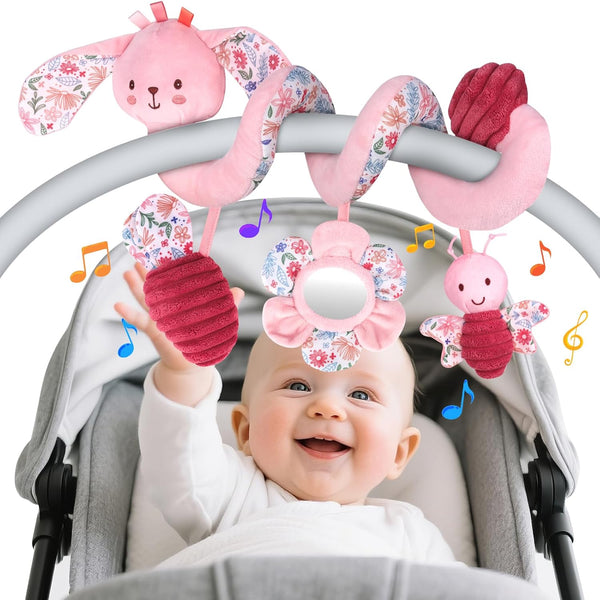 Hanging Car Seat Toys, Spiral Crib & Stroller Activity Toys with Rattles