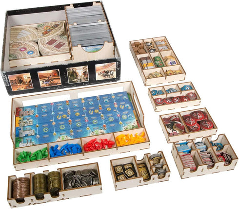 The Broken Token Game Organizer for 7 Wonders and Expansions, including Armada
