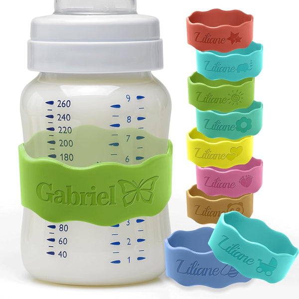 Fadace Personalized Baby Bottle Labels for Daycare Custom Silicone Water Bottle Bands Engraved