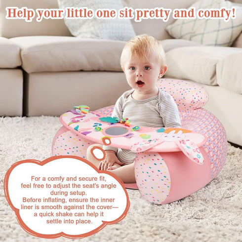 3-36 Baby Donut Sit Me Up Floor Seat for Months, Inflatable Baby Seat with Cover, Activity Chair for Sitting up
