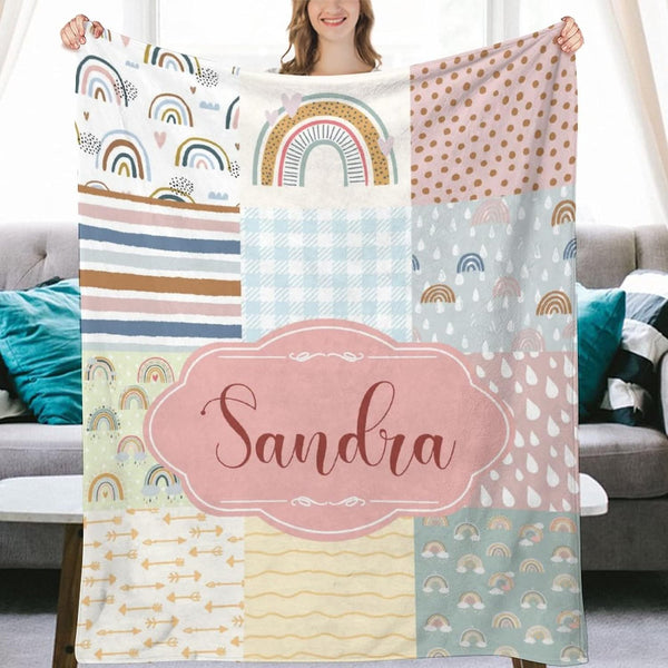 Personalized Baby Blankets for Girls, Customized Monogrammed Swaddle Blanket for Kids- Custom