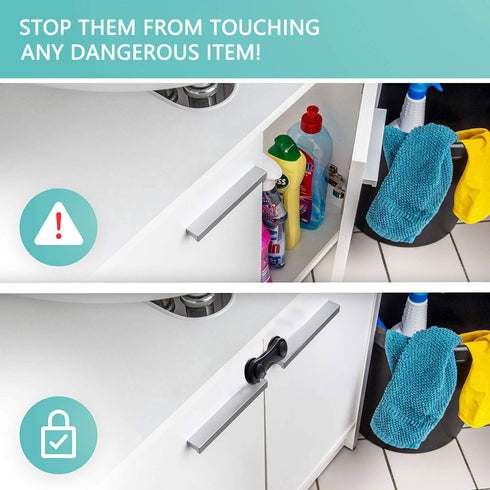 Child Safety Cabinet Locks (10 Pack) - Baby Proofing Latches for Drawers, Toilet Seat, Fridge, Oven with 10 Adhesives