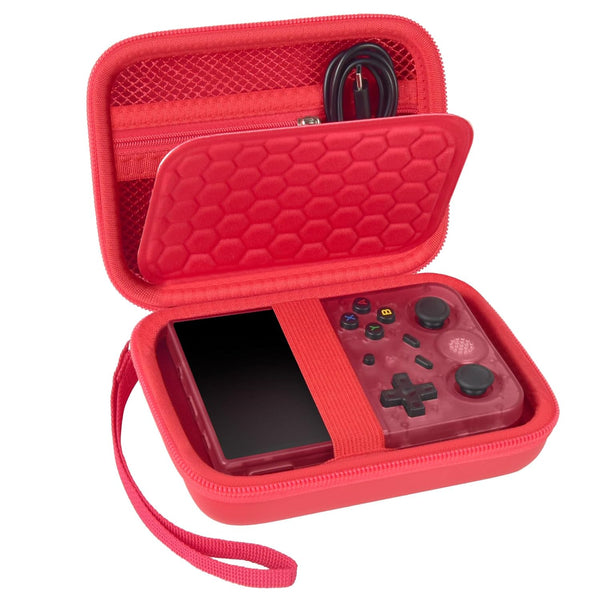 PAIYULE Travel Case Compatible with RG353V Retro Handheld Game Console, Organizer Carrying Bag (Red)