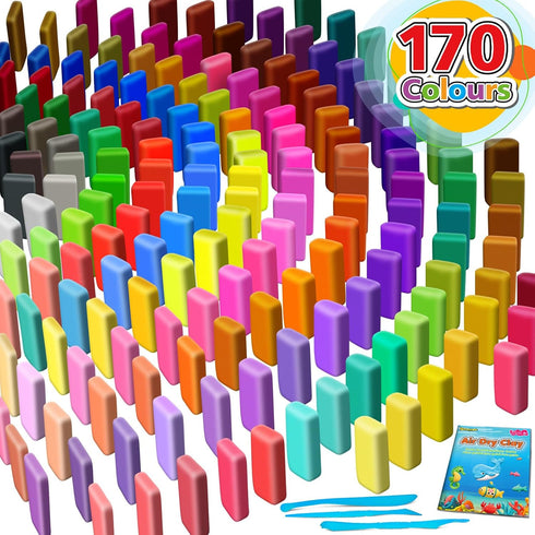 170 Air Dry Clay Colors, Modeling Clay for Kids, DIY Molding Magic Toy with Tools, Gift for Kids Boys Girls