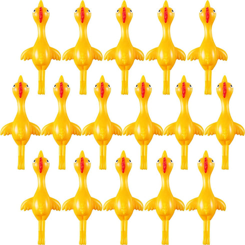 Sumind 16 Pcs Finger Slingshot Rubber Chicken, Yellow Flying Chicken Novelty Party Activity Favor