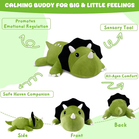 TOYSYM Weighted Stuffed Animals Triceratops, Dinosaur Plush with Weighted Beads, Cute Triceratops Dinosaur Stuffed