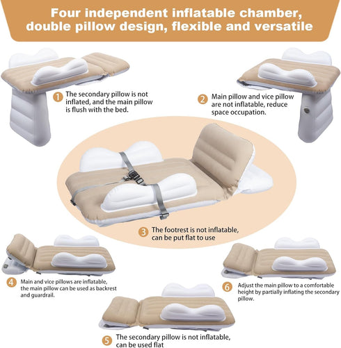 Inflatable Toddler Travel Bed for Kids, Portable Bassinet with Hand Pump, Safety Belt, Carry Bag, Foldable Infant Crib