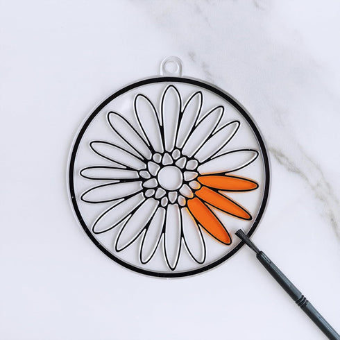 24 Set Winlyn Spring Flower Suncatchers Ornaments Decorations DIY Window Paint Art Kit for Kids Classroom Activities