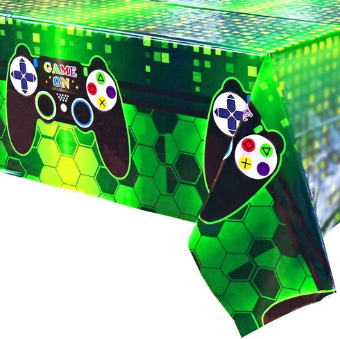 WERNNSAI Video Game Table Covers - 2 PCS 108'' x 54'' Disposable Printed Plastic Tablecloth, Party Supplies for Kids Player Geek Game Themed Party Decoration by WERNNSAI