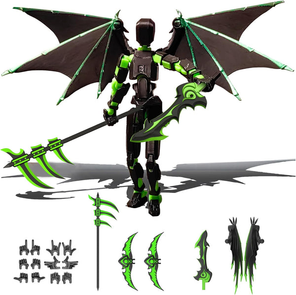 MIGESS (Assembly Completed) T13 Action Figure Set,Dummy 13,Articulated Robot with Demon Wings, Titan