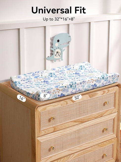 2 Pack(Blue TILLYOU Muslin Changing Pad Cover for Baby Girls Boys, Soft and Breathable Cotton Diaper Changing Table