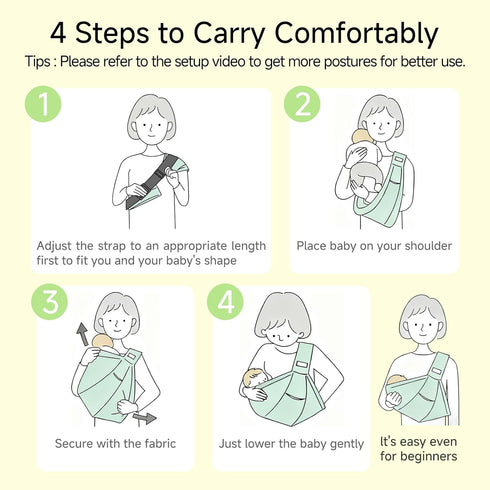 Toddler(8-45 Lbs), Cozy keraetae Baby Sling Carrier for Newborn to Wearing Baby Carrier Wrap Sling with Adjustable