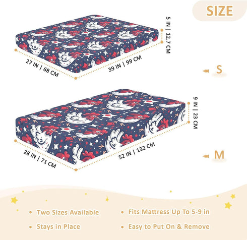 KICPOAY 4th 52x28 of July Independence Day Chicken Toddler Bed Crib Sheets Baby Crib Sheets Cover for Soft Mini Crib