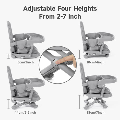 YOLEO Baby High Chair Booster Seat for Dining Table, Foldable High Chairs with Adjustable Heights, Travel Booster Seat