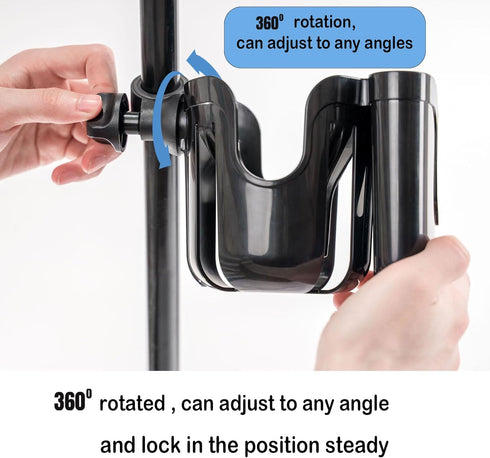 2 in 1 Universal Stroller Cup Holder Attachment, Wheelchair Cup Holder, Bike Cup Holder for Adult Bikes, Stroller Walker