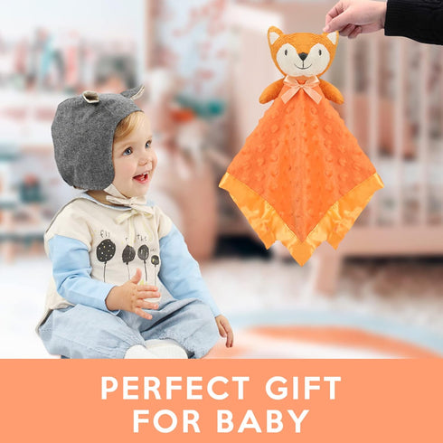 Pro Goleem Fox Security Blanket, Orange Soft Baby Lovey Unisex Snuggle Toy Stuffed Animal for Newborns