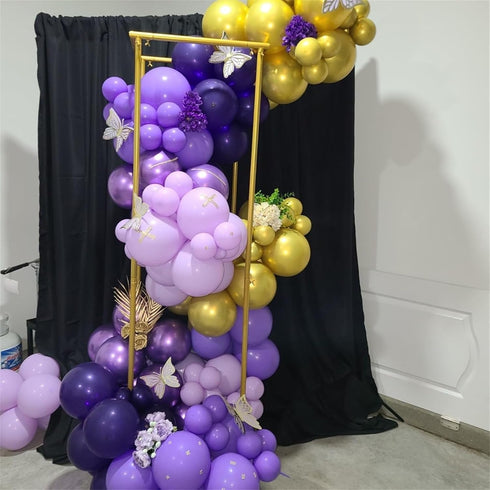 Set, 60Pcs 12 Inch Pastel Purple Gold Balloons Light Macaron Metallic Dark Purple Lavender Balloon with Gold Confetti