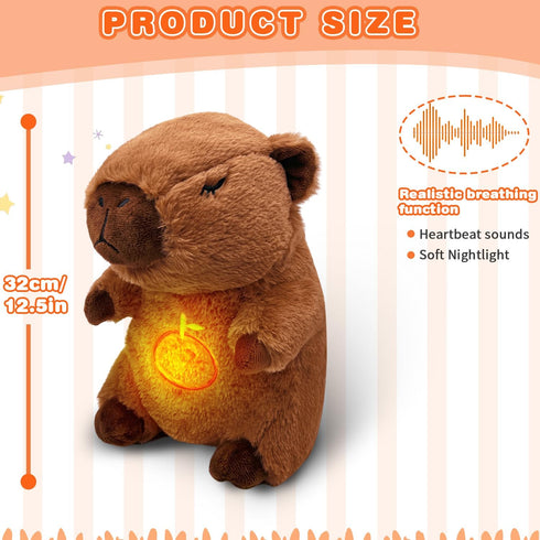 Capybara Breathing Stuffed Animal, Anxiety Relief Capybara Sleeping Plush with Realistic Breathing Motion and Soothing