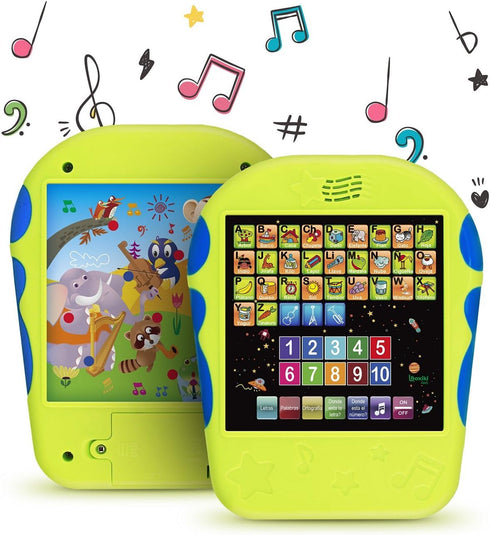 Spanish Learning Tablet for Kids - Bilingual Toy for Toddlers to Learn ABC, Numbers, Spelling, Melodies, Animals