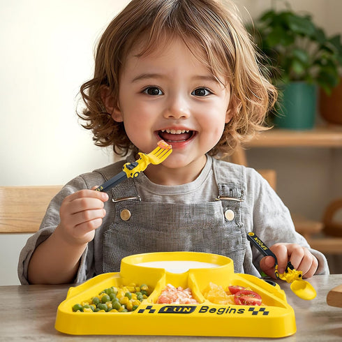 Generic Set-utensils 1-3, construction toddler Utensils- fork and spoon-Kids Spoon and Fork for toddlers
