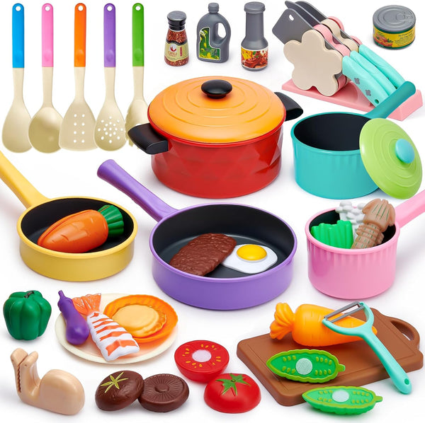 Lonico Pretend Play Kitchen Accessories for Toddlers 3-5, Play Food Sets for