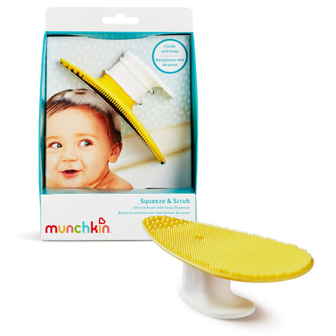 Munchkin Squeeze & Scrub Silicone Baby Bath Brush with Soap and Shampoo