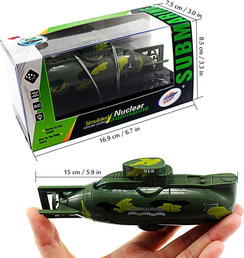 Tipmant Mini RC Submarine Remote Control Boat Ship Military Model Electronic Water Toy Diving for Fish Tank Water Tub