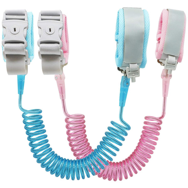 Socub Anti Lost Wrist Link (8.2ft), Toddler Leash for Kids Safety, 2 Pack in Pink and Blue