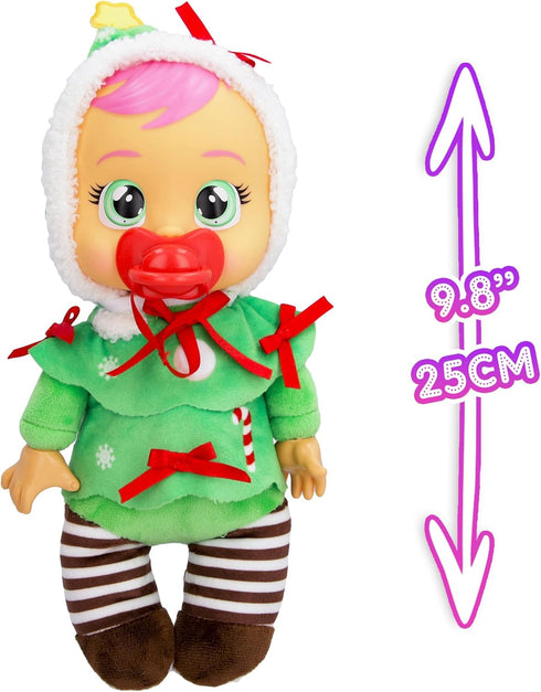 Cry Babies Tiny Cuddles Christmas Noelle - 9" Baby Dolls, Cries Real Tears, Christmas Tree Themed Pajamas