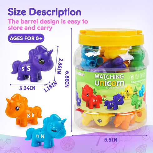 Matching Letter Montessori Toys - ABC Unicorn Alphabet Sorting Educational Toy Sets for Kids Age 3-6