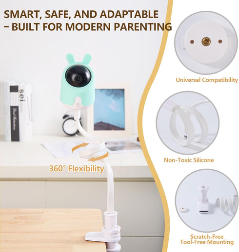 J. JOHNEST 360 J JOHNEST Universal Baby Monitor Mount Flexible Silicone Arm for Crib, Non-Toxic Material, No Clamp