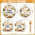 100 Set, 25 Pcs Construction Birthday Party Supplies - Construction Themed Plates and Napkins Forks Disposable Dump