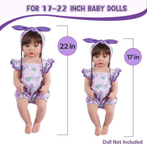 2 Set 17-22 Inch BABESIDE Pcs Reborn Baby Doll Clothes for Babydolls, Fruit Pattern Baby Dolls Clothes Accessories