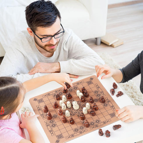 Hnefatafl Viking Chess Set Traditional Two-Player Strategy Board Game for Outdoor Adult/Child Travel