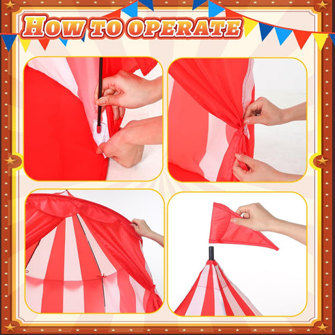Circus Tent Red Floor, Large Playhouse Castle for Boys Girls, Indoor Outdoor Camping Activity Toys