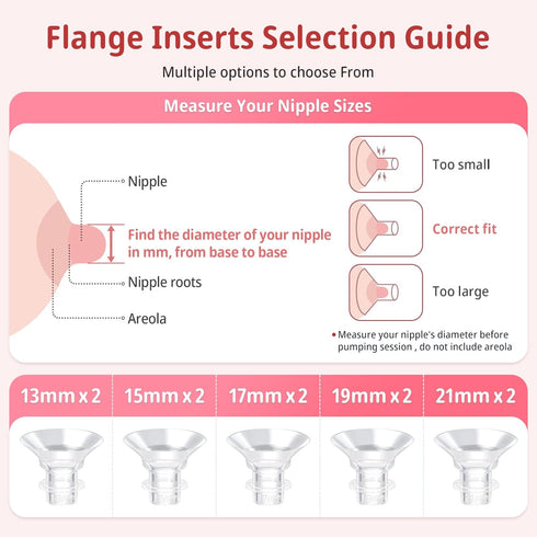 13/15/17/19/21 mm 10PCS 24 mm 24mm Electric Breast Pump Flange Inserts for shield Flange/Shield of Most Pumps, BPA Free