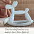 Smooch Rocking Teething Toys for Babies 0-6 Months, Easy to Hold Silicone Teether, Soothes Sore Gums (Clear)